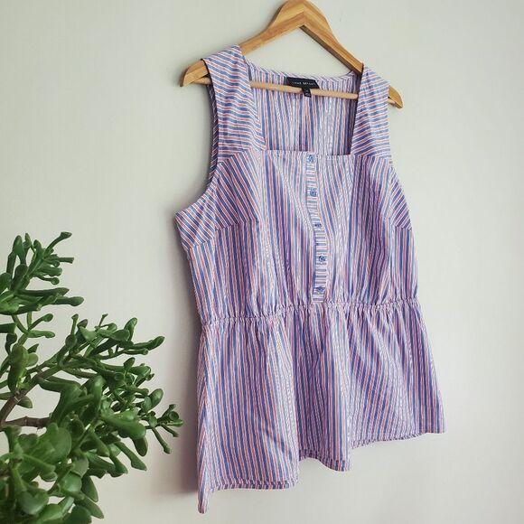 Lane Bryant red,white and blue stripe peplum tank top plus size womens 16 - Picture 5 of 8